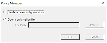 Screenshot of the WSM Policy Manager New Configuration dialog box