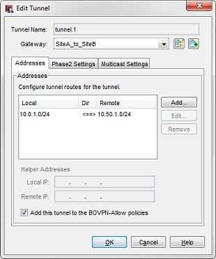 Screen shot of the Edit Tunnel dialog box