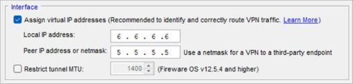 Screen shot of the virtual interface IP addresses at Site B