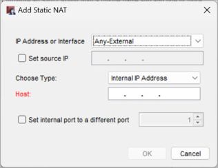 Screen shot of the Add Static NAT dialog box