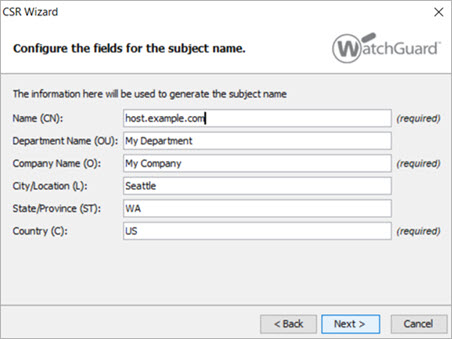 Screenshot of Certificate Request Wizard