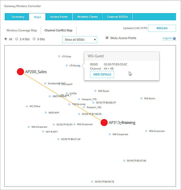 Screen shot of the information for a foreign access point