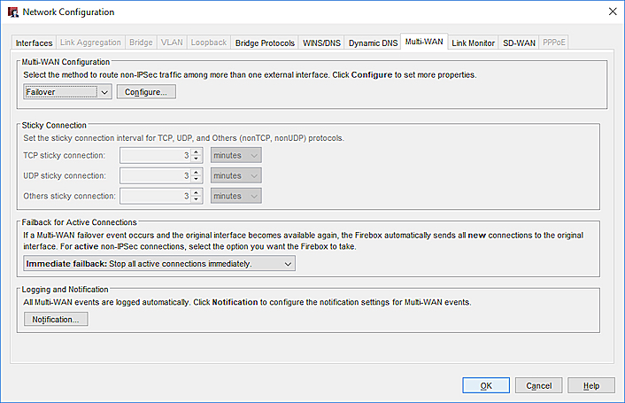 Network Configuration, selecting Failover for Multi-WAN.