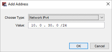 Screen shot of the Add Allowed Resource dialog box for a Network IP address