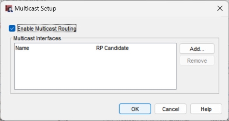 Screen shot of the Multicast Setup dialog box