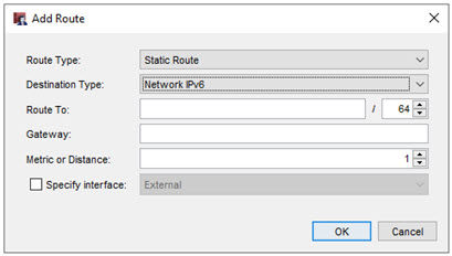 Screenshot of the Add Route dialog box
