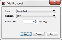 Add Protocol dialog box for custom policy template.