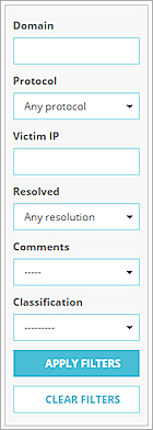 Screenshot of the list of available filters
