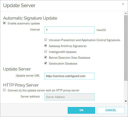 Screen shot of the IntelligentAV Update Server page
