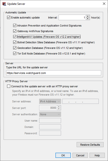 Screenshot of the Tor Update Server UI