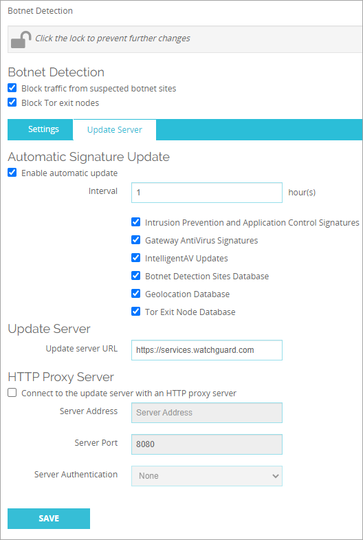Screenshot of the Tor Update Server UI