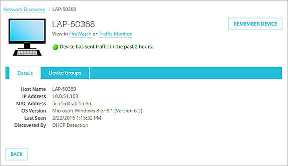 Screenshot of the Details page for a Windows laptop device