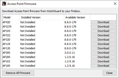 Screen shot of the Access Point Firmware Updates dialog box