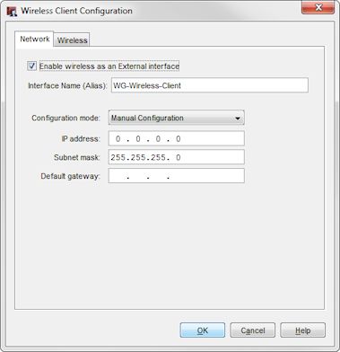 Wireless Client Configuration dialog box