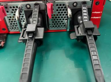 Photo of the power cable retention straps