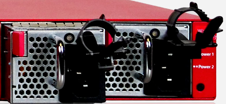 Photo of the two hot-swappable power supplies on the Firebox M4850, M5850, M6850