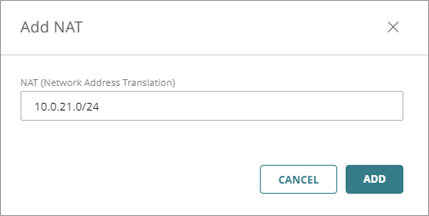 Screenshot of the Add NAT dialog box in the BOVPN configuration