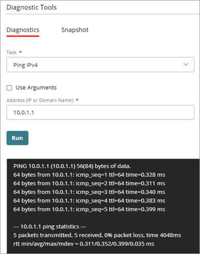 Screen shot of ping results
