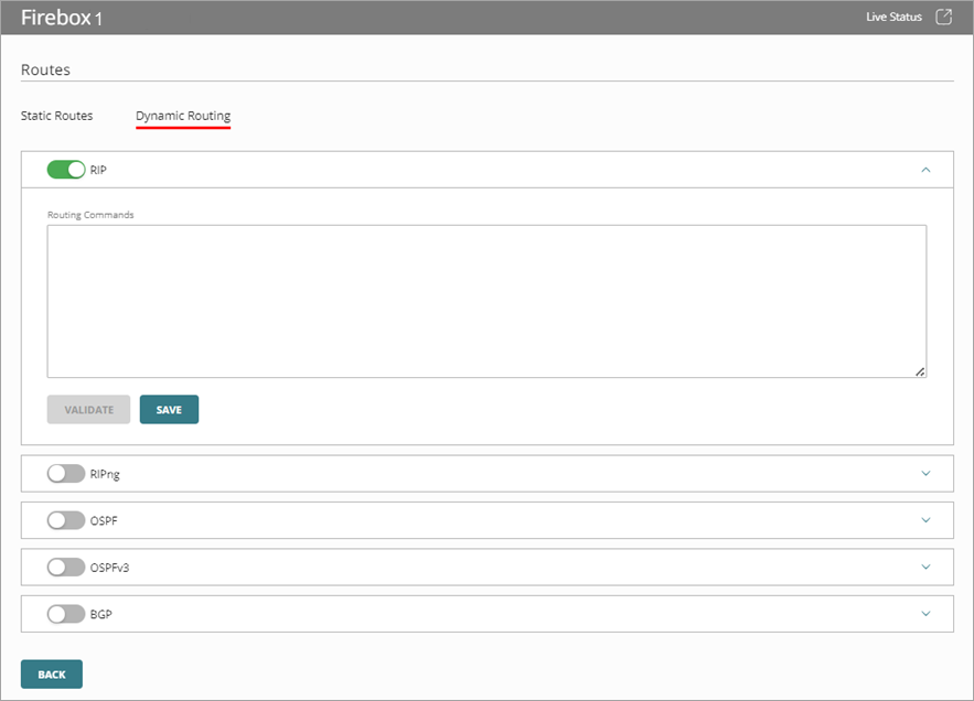 Screen shot of dynamic routing UI.