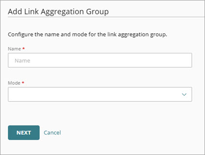 Screen shot of the LAG tiles on the Networks configuration page