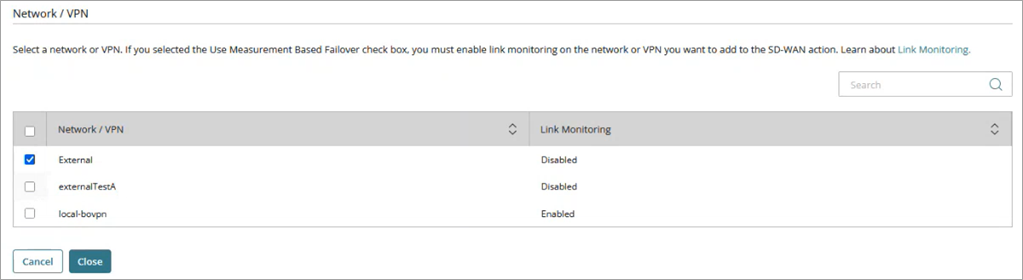 Screenshot of the Networks/VPN page
