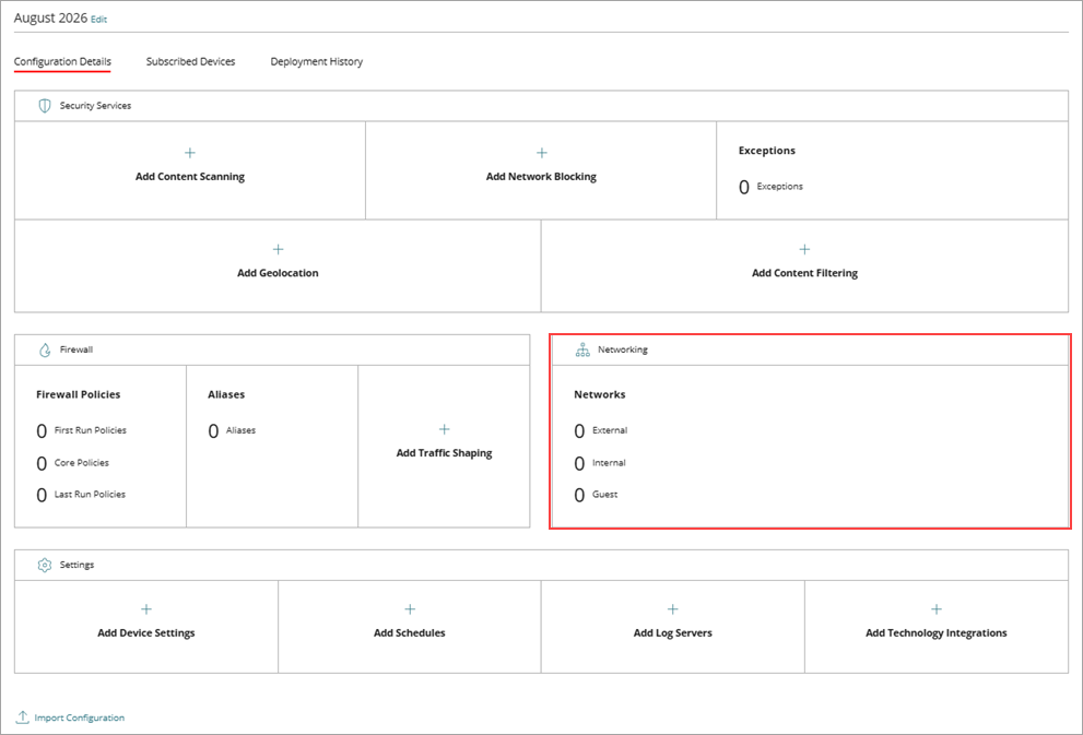 Screenshot of the Configuration Details  page
