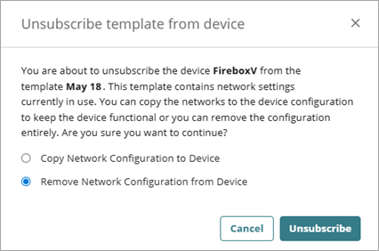 Screenshot of the Unsubscribe Template dialog box