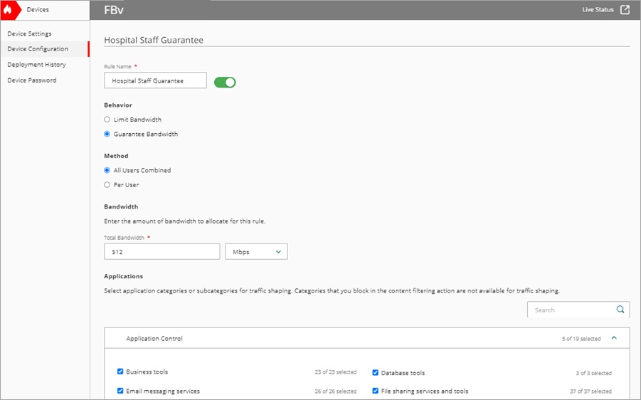 Screenshot of the Applications section