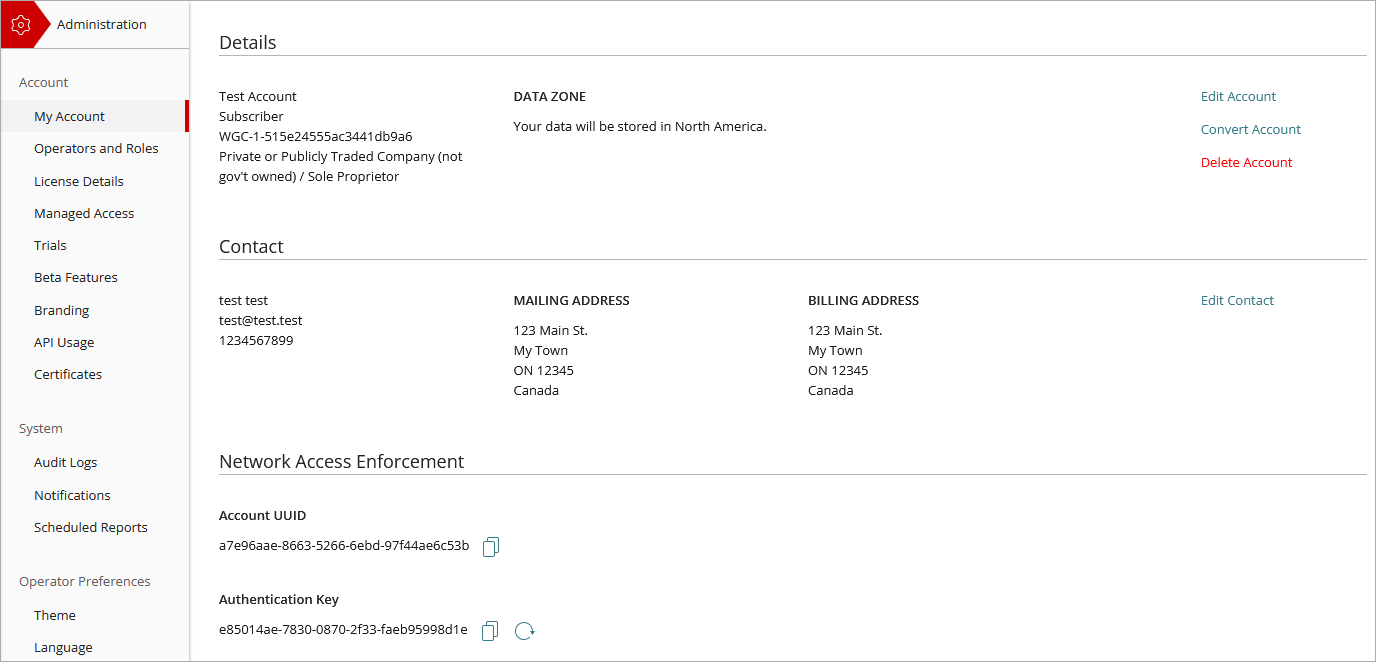 Screen shot of WatchGuard Cloud, My Account page