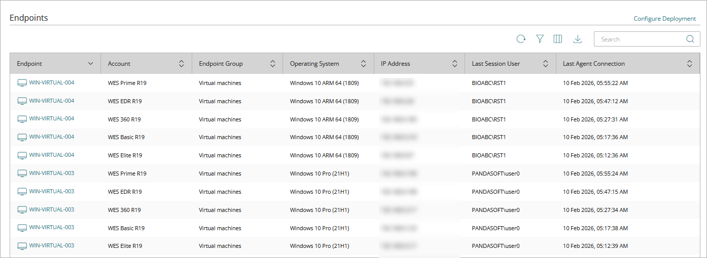 Screen shot of Add Endpoints page