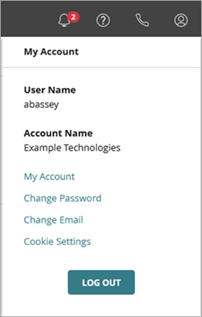 Screenshot of the My Account menu