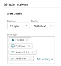 Screen shot of the Edit Rule page for ThreatSync Incidents notification rules