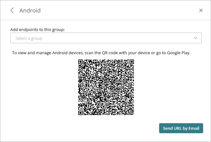 Screen shot of Add Endpoints dialog box for Android OS (Endpoint Security)
