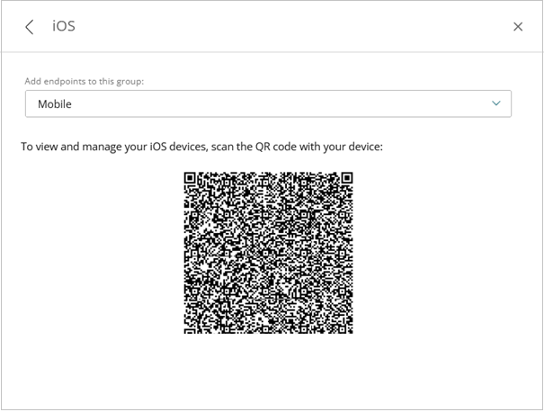 Screen shot of Add Endpoints dialog box for iOS (Endpoint Security)