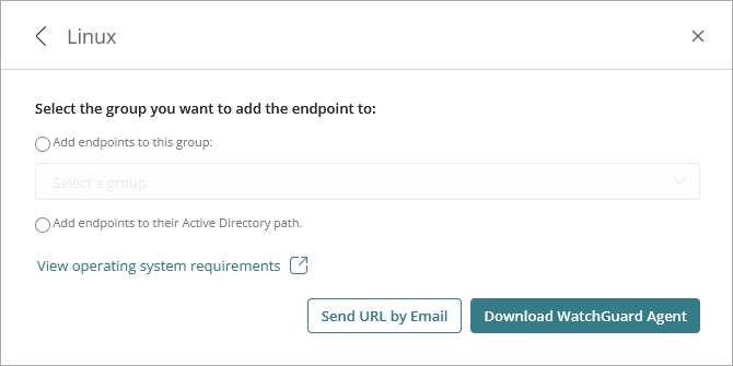 Screen shot of Add Endpoints dialog box for Linux OS (Endpoint Security)