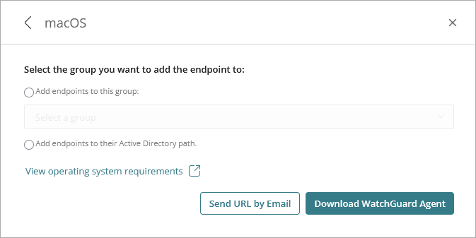 Screen shot of Add Endpoints dialog box for Mac OS (Endpoint Security)