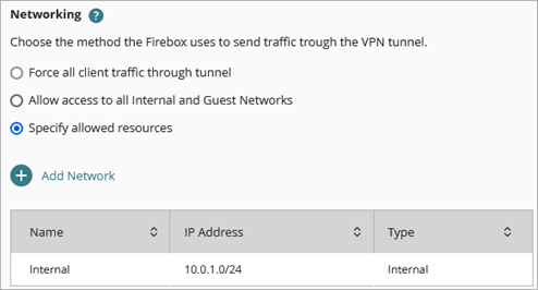 Screen shot of the Allowed Resources list