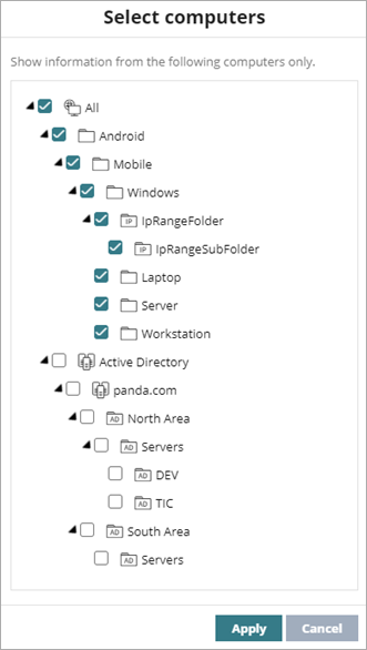 Screen shot of WatchGuard Endpoint Security, Select Computers dialog box