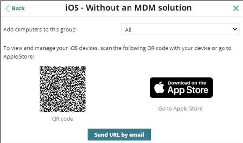 Screen shot of add iOS dialog box, no MDM