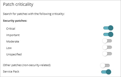 Screen shot of WatchGuard Endpoint Security, Vulnerability Assessment patch criticality