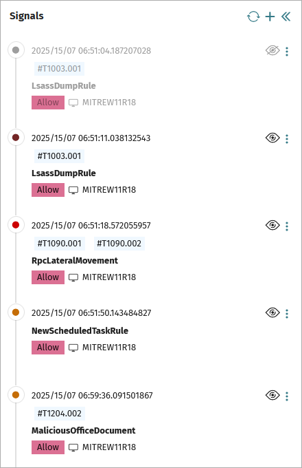 Screen shot of Incidents Details signals pane in Advanced EPDR