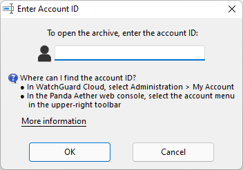 Screenshot of the Enter Account ID dialog box