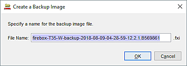 Screen shot of Create a Backup Image dialog box.