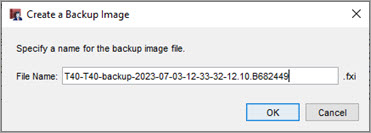 Screen shot of Create a Backup Image dialog box.