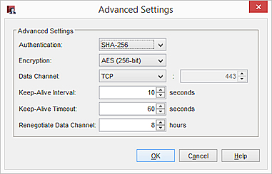 Screen shot of the Advanced Settings for BOVPN over TLS in Client mode