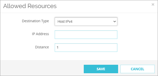 Screenshot of the Allowed Resources dialog box