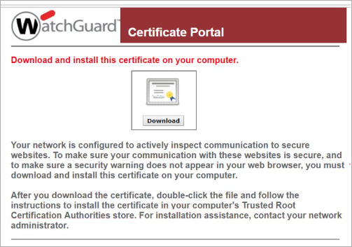 Screenshot of the Certificate Portal page