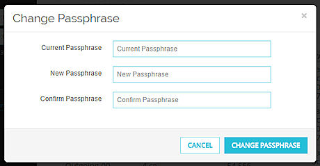 Screen shot of the Change Passphrase dialog box