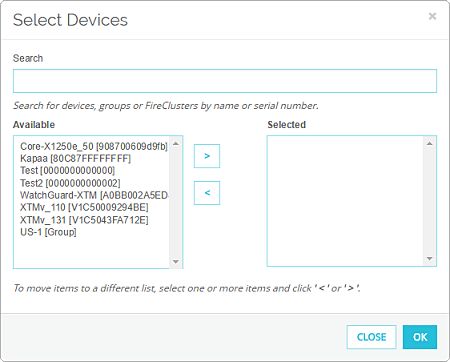 Screen shot of the Select Devices dialog box