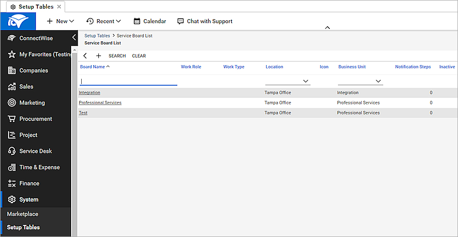 Screen shot of service board customization in ConnectWise